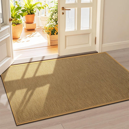 LEKEEPGO Door Mat 17"x29", Non Slip Door Mat Indoor Entrance, Rubber Backing Indoor Door mats Washable Absorbent Low-Profile Doormat Front Entryway Entry Resist Dirt Inside Door Mats, Khaki