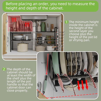 NETEL Under Sink Organizers and Storage, 2 Tier Expandable Under Cabinet Organizer Shelf with 4 Baskets and 4 Panels, Expandable Shelf for Cupboard, Kitchen, Bathroom, Shoe Storage Rack