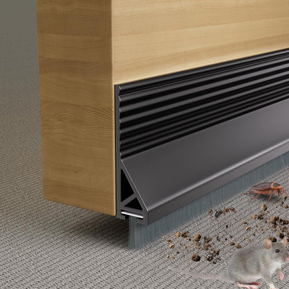 39” Under Door Draft Stopper with Brush,Bottom of Door Sweeps for Exterior & Interior,Gap Filler Sound Blocker Seal Strip,Draft Guard Dust Stopper(Black)