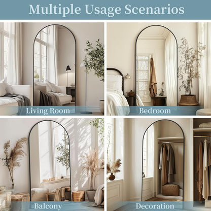 Full Length Mirror with Stand, 71"x28" Arched Full Body Large Stand Up Aluminum Frame Floor Standing Mirror, Freestanding Hanging Leaning Mounted for Bedroom Living Room Entryway Gold