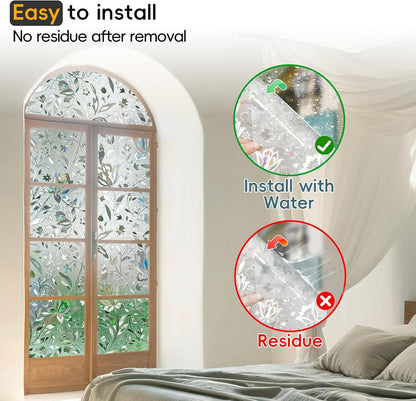 Frosted Glass Window Privacy Film Decorative with Tools, 2 Way Frosting Privacy Film for Glass Door, Static Cling Tint for Home Anti-UV, Covering Clings 23.6" by 77"