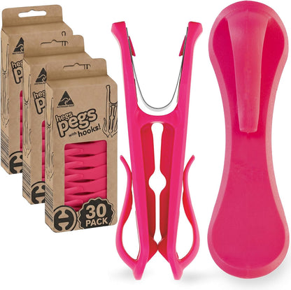 Hegs 24 Pack Multi-Color - The Smartest Heavy Duty Clothespins with Hooks - Hang 3 Garments at Once with Our Tough, Dual Hooks Clothes Pins with Anti-Rust Spring - Durable, Colorful Clothespins