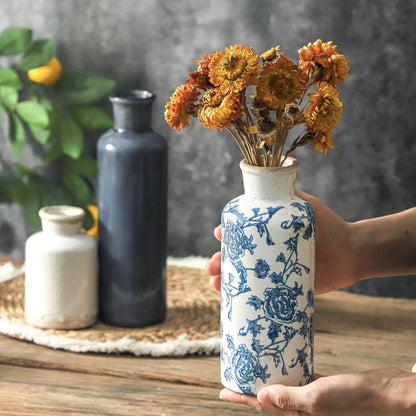 Ceramic Vase Set of 3, Neutral Flower Vases Home Decor, Pottery Rustic Farmhouse Decorative Vases Modern Decor for Table Mantel Entryway Bookshelf Living Room Kitchen Bedroom - Brown