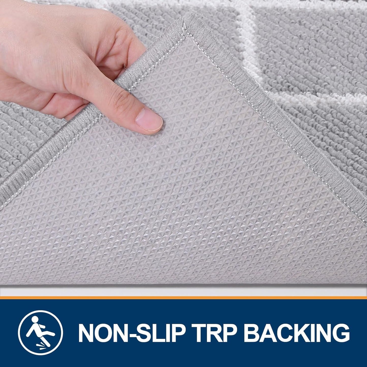 Finchitty Indoor Door Mat, Dirt Resistant and Absorbent, Low-Profile, Non-Slip, Washable Inside Floor Mats for Front Door, Back, and Entrance, 32" x 20", Grey