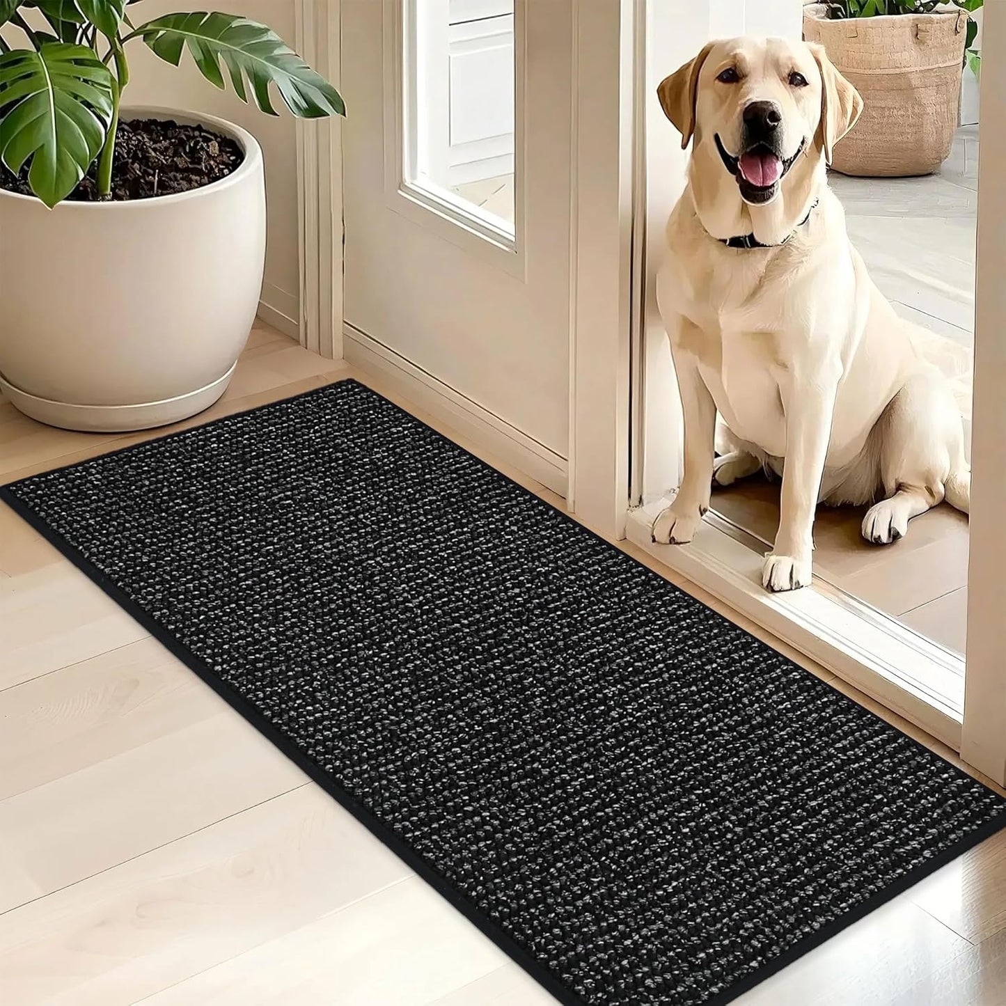 BEQHAUSE Dirt Trapper Door Mat 20" x 32", Non-Slip Washable Doormats Entrance Mat, Dirt Resistant and Absorbent Welcome Mat, Low Profile Floor Mats for Front Back Door and Entryway, Beige