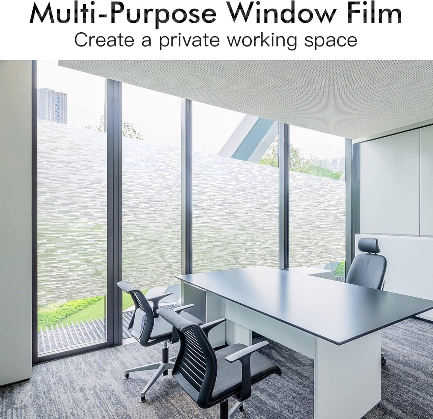 Haton Window Privacy Film, Frosted Glass Static Cling Sun Heat Blocking Window Clings, Frosting Opaque Coverings Stickers Tint for Home Office Door, Non Adhesive, White 17.5" x 78.7"