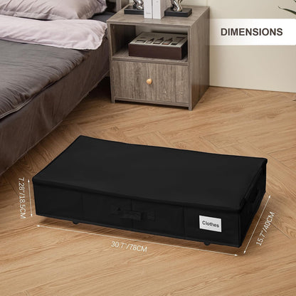 Vincona Under Bed Storage with Wheels, 2 Pack Under Bed Storage Containers with Label Holders for Clothes, Shoes and Blankets, Rolling Underbed Shoe Organizer with Cover, Beige (30.71x15.7x7.28 in)