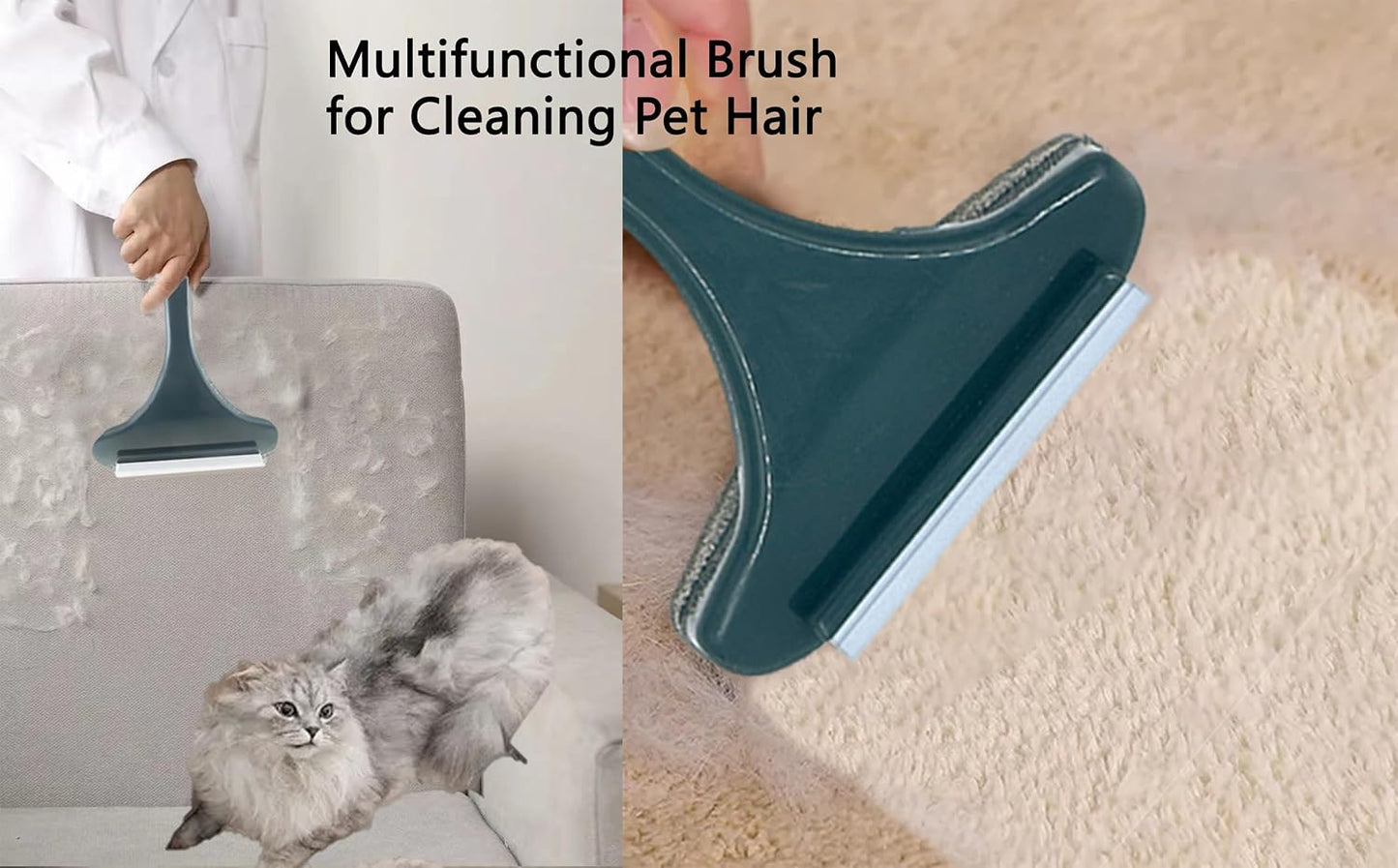 2 in 1 Window Screen Cleaning Brush, Double Sided Wet & Dry Dual Use,Extendable Handle Multifunctional Brush, Pet Hair Remover for Furniture&Carpet（Green White）