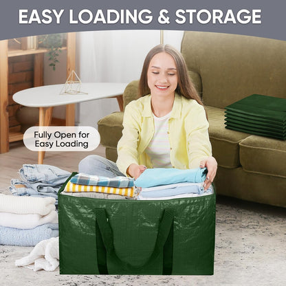 TICONN 4 Pack Extra Large Moving Bags Heavy Duty with Zippers & Carrying Handles, Durable Storage Bags Moving Boxes for Closet Organizers and Storage (4 Pack, Blue)