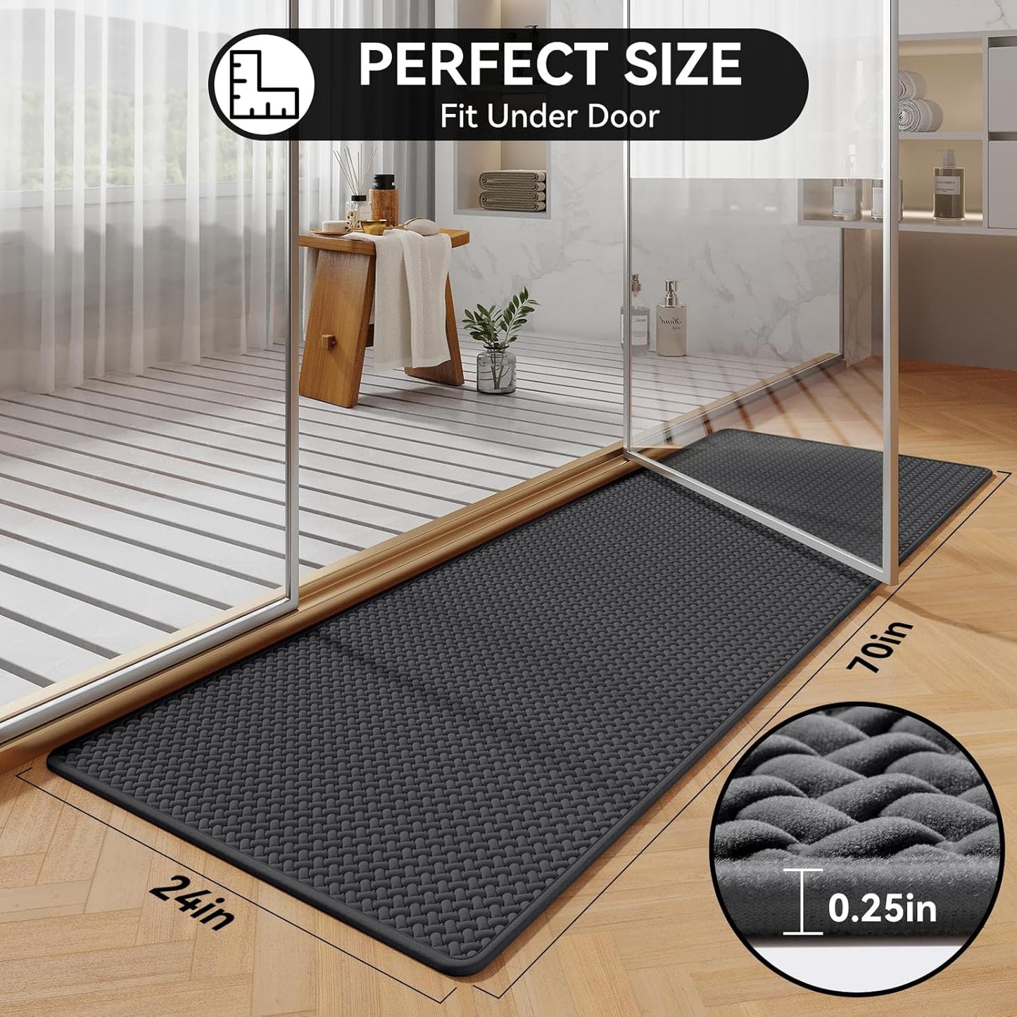YDKGL Bathroom Rugs Non Slip, Super Absorbent Quick Dry Bath Mats for Bathroom, Foam Weave Texture Thin Bath Rugs Washable with Rubber Backing Fit Under Door Outside Shower,16" x 24“