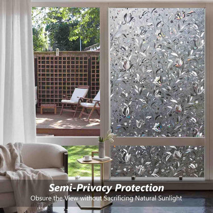 Kromapolis Blackout Window Privacy Film Total Light Blocking Room Darkening Window Covering, Removable Static Cling Frosted Glass Tint, Non-Adhesive, Black 17.5'' x 78.7''