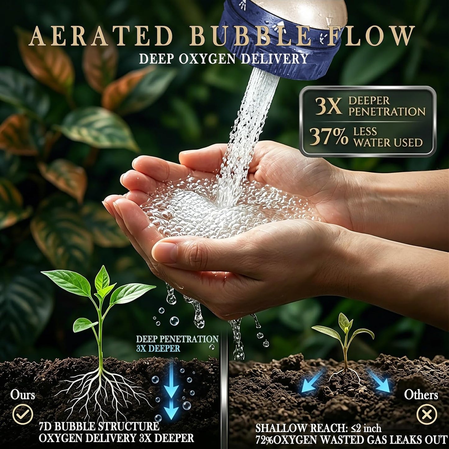Garden Hose Nozzle Heavy Duty Metal Water Hose Sprayer | Heavy Duty Metal Spray Nozzle With Thumb Control. Japanese-style Design & 8 Spray Patterns For Different Blooming Seasons