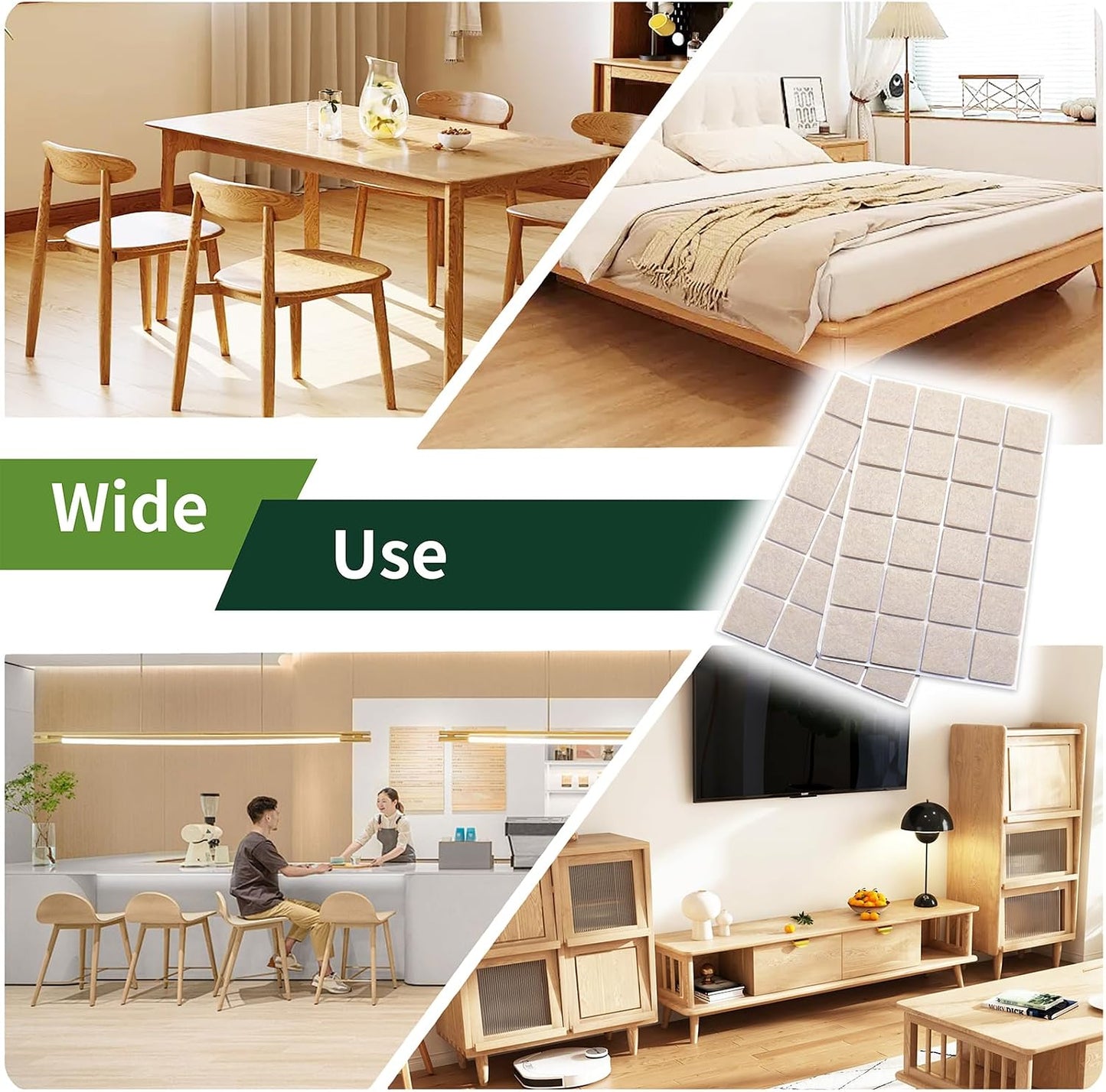 Felt Furniture Pads for Hardwood Floors 48 PCS, Furniture Pads, Floor Protectors for Hardwood Floors, Felt Pads for Furniture, Round, Dark Brown