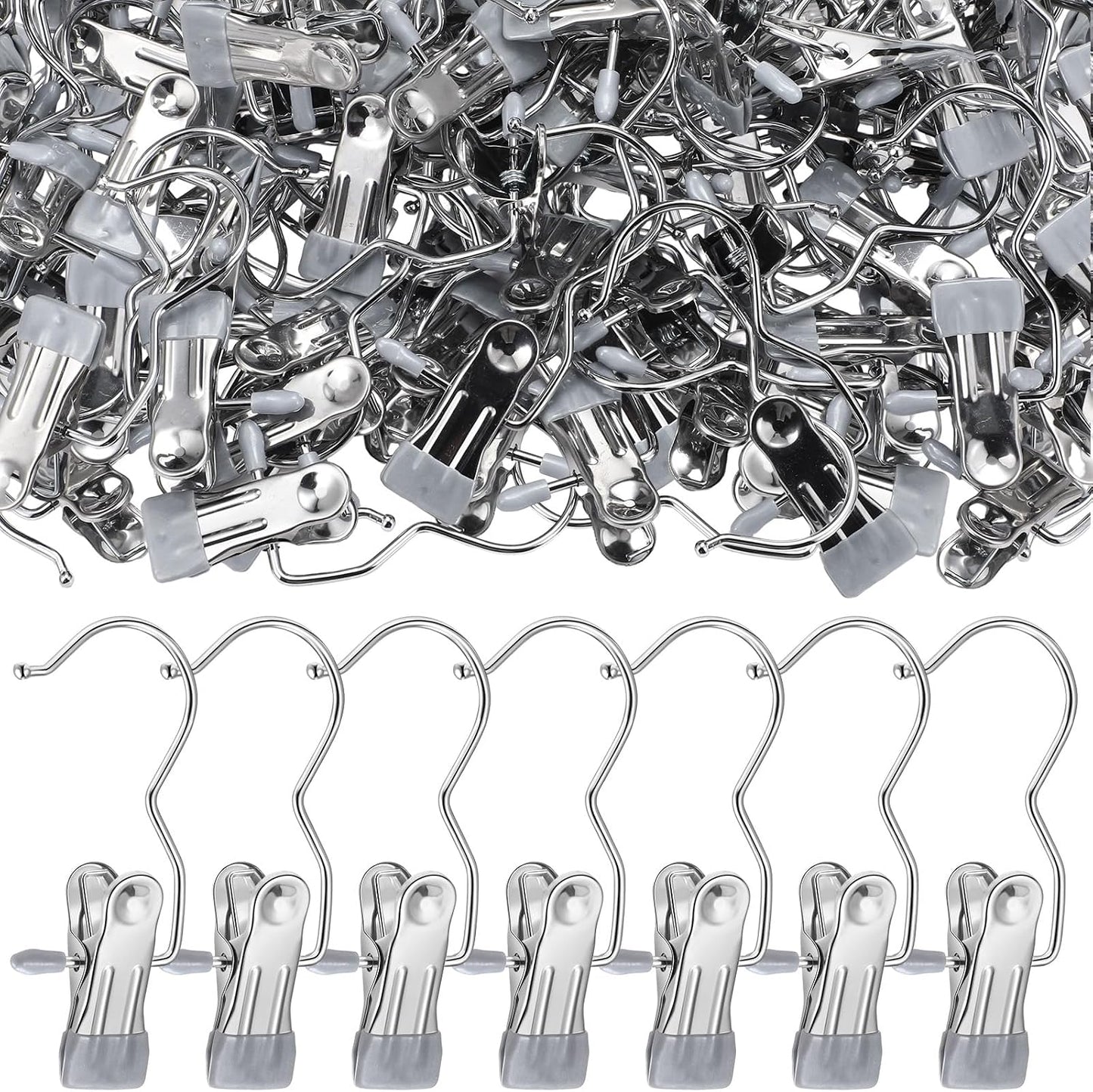 Yinder 150 Pcs Boot Hangers Clips Laundry Hooks Hanging Stainless Steel Clothes Pins Portable Clip Hangers for Closet Travel Socks Pants Handbags Hats Towels (Beige)