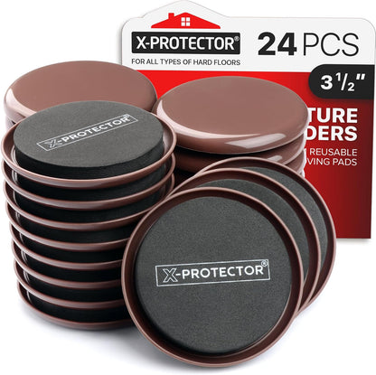 Chair Sliders X-PROTECTOR – Furniture Sliders 40 pcs Carpet Sliders 1” – The Best Furniture Moving Pads – Premium Chair Leg Floor Protectors – Slide Effortlessly with Chair Pads & Protect Your Floor!