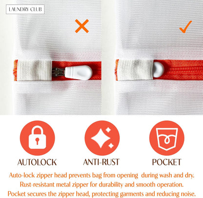 4 Pack Mesh Laundry Bags for Delicates 12inx16in LAUNDRY CLUB® | Dryer Safe, Breathable Fine Net, Sturdy Anti-Rust Zipper, Mesh Laundry Bags for Lingerie, Bra, Underwear, Socks