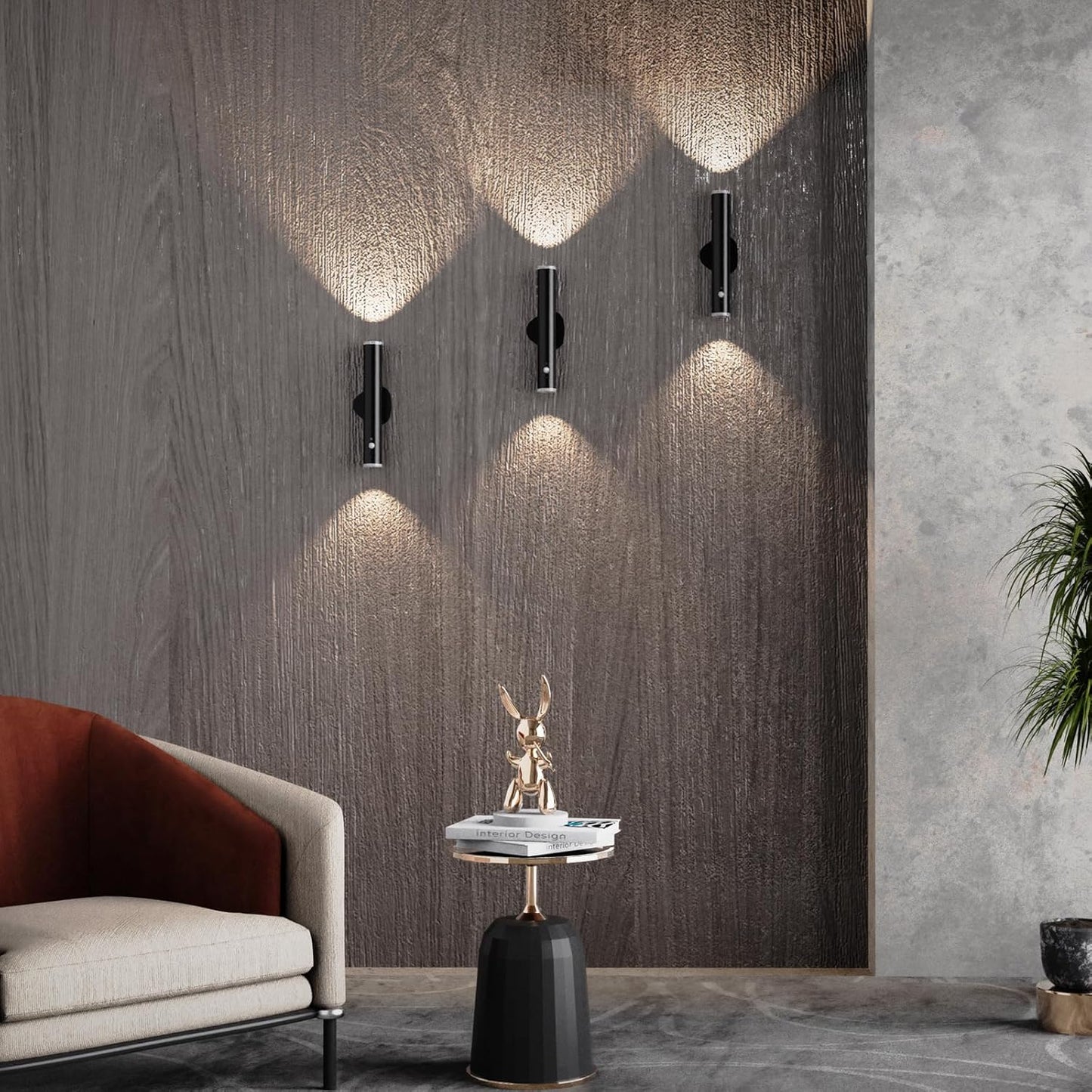 LYTARA Battery Operated Wall Sconce Set of Two, Rechargeable Wall Lights with Motion Sensor, Remote Control, Dimmable Metal Magnetic Wall Lamp for Decor, Bedroom, Night Light (Black, 2 Pcs)