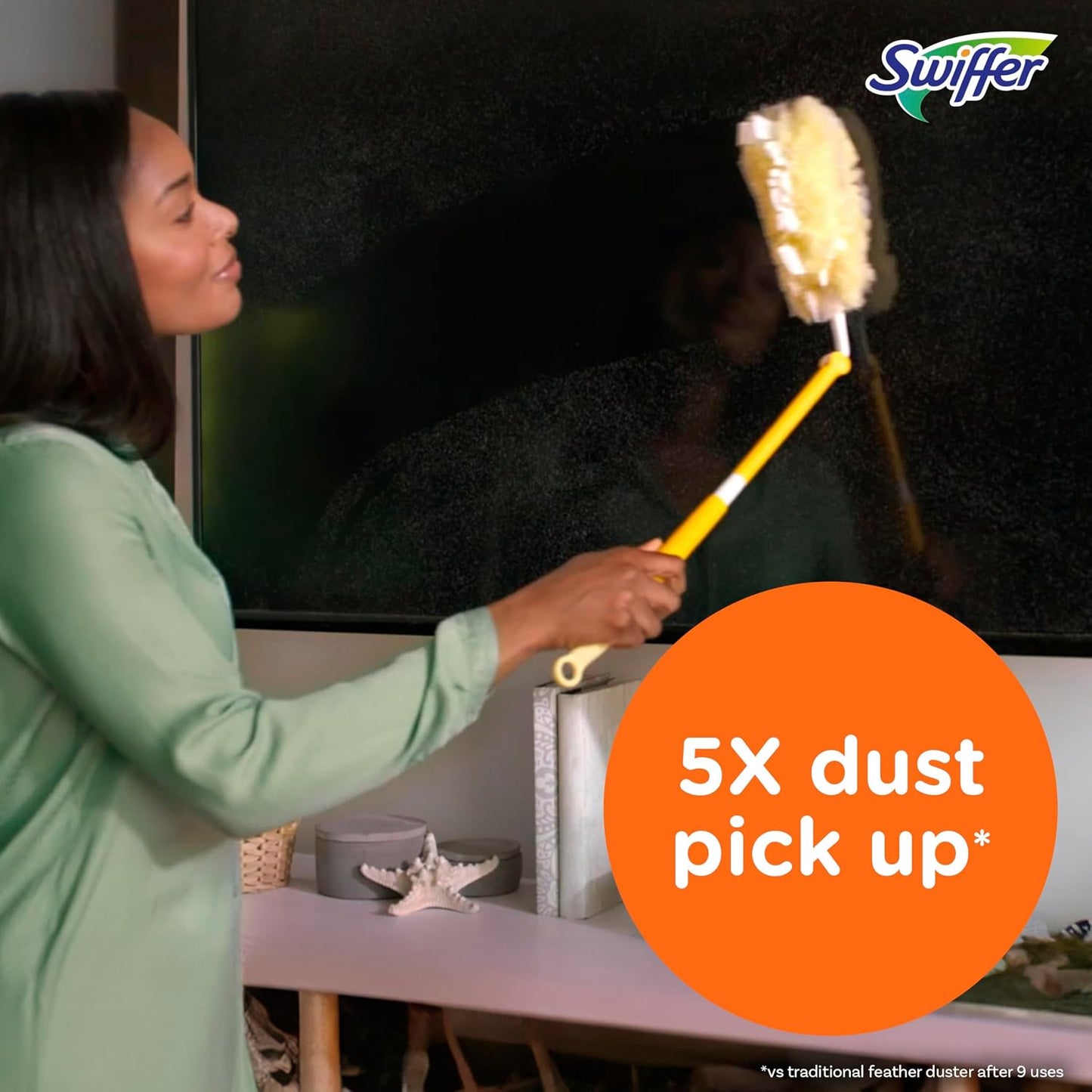 Swiffer Duster Kit with 3 ft Extendable Handle | Includes 1 Duster Extendable Handle (3 ft). 3 Heavy Duty Duster Refills. For Ceiling Fans, Vents, and Hard to Reach Places