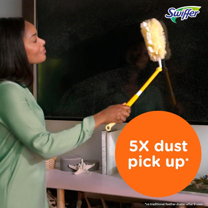 Swiffer Duster Kit with 3 ft Extendable Handle | Includes 1 Duster Extendable Handle (3 ft). 3 Heavy Duty Duster Refills. For Ceiling Fans, Vents, and Hard to Reach Places