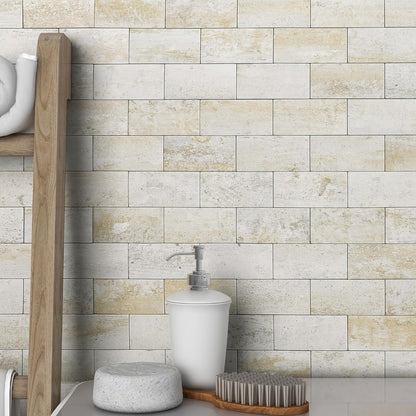 BeNice Peel and Stick Backsplash for Kitchen,Bathroom Wall Backsplash Tile Peel and Stick Shower Tiles Waterproof(10sheets,Rustic Beige)
