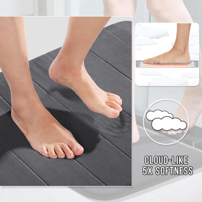 Yimobra Memory Foam Bath Mat, Super Soft Absorbent Bathroom Rug Non Slip, Quick Dry, Machine Washable Floor Carpet for Tub Shower, Home Decor Accessories, 24x17, Grey