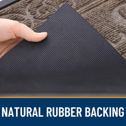 OLANLY Front Door Mat Outside Entrance 29.5x17, Absorbent, Heavy Duty Sturdy Natural Rubber Doormat Indoor Outdoor, Stain and Fade Resistant, Non-Slip Backing Low Profile Floor Mat for Entryway, Grey