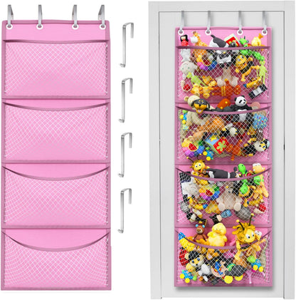 Honeyera The Original Stuffed Animal Storage (Patented) - Over Door Organizer for Stuffies, Baby Ideas Holder, Toy Plush Hammock Hanging Net Big Girls Toddler Large Bag Animals Stuffy Behind
