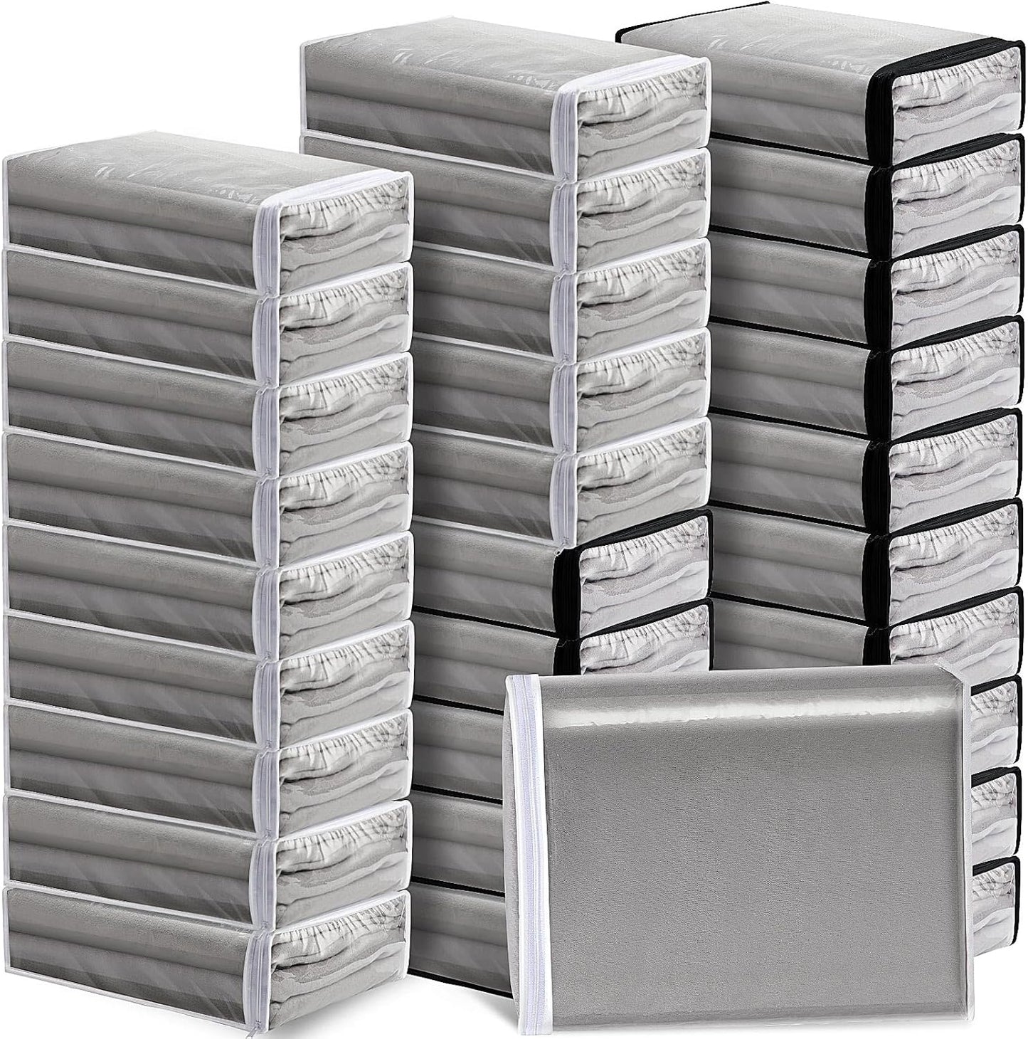 Riakrum 30 Pack Clear Zippered Storage Bags, 15x11x4 inches, Vinyl Plastic Sweater Sheet Organizers Storage Bags, PVC, for Clothes, Sheet, Blankets, Fabrics Organizers (White)