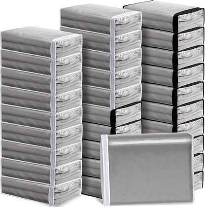 Riakrum 30 Pack Clear Zippered Storage Bags, 15x11x4 inches, Vinyl Plastic Sweater Sheet Organizers Storage Bags, PVC, for Clothes, Sheet, Blankets, Fabrics Organizers (White)
