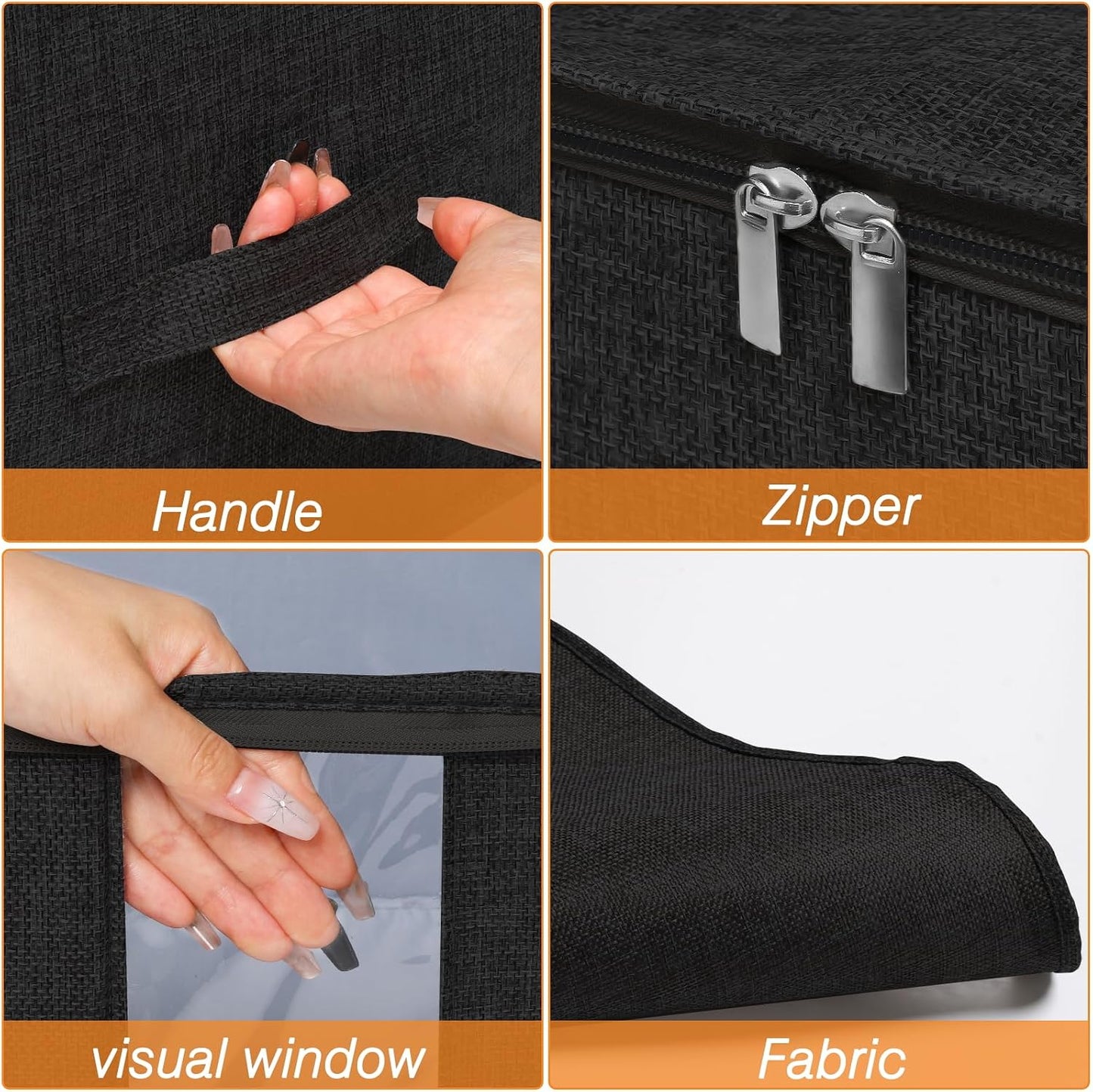 punemi Comforter Storage Bag, Large Blanket Storage Bags with Sturdy Structure, Zipper & 2 Handles for King/Queen Comforters, Quilts, Duvets, Pillows, Bedding and Clothes, 21.7x14.2x11.8in, 2 Pack