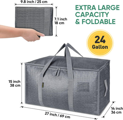 BALEINE 6-Pack Oversized Moving Bags with Reinforced Handles, Heavy-Duty Storage Tote for Clothes, Moving Supplies (Clear, 6-Pack)
