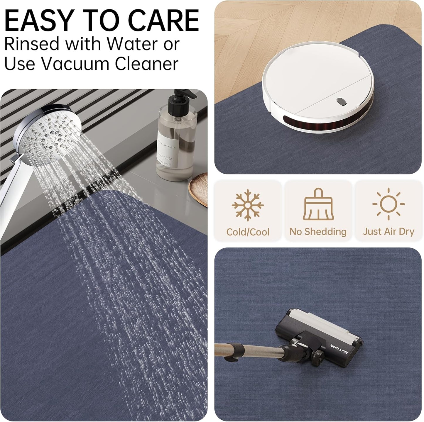 Mecko Bath Mat Rug, Rubber Non-Slip Quick Dry Absorbent Thin Bathroom Rugs Fit Under Door Bathroom Floor Mats-Shower Rug for in Front of Bathtub, Sink, Shower Room(Light Grey,16"x24")