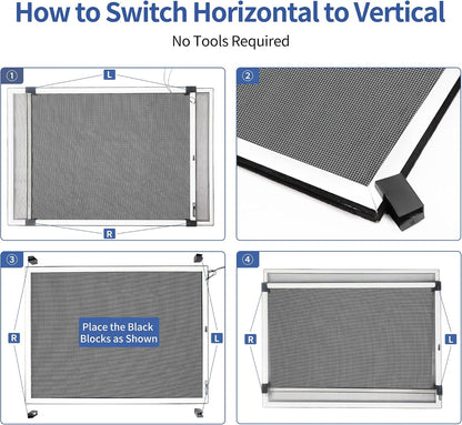 PROWORX Adjustable Window Screens Expandable, 2 Pack 15" H x 21"-40" W Horizontal and Vertical Adjustable, Durable Replacement Screens for House Windows, Aluminum Frame with Repair Tape, Safety Rope