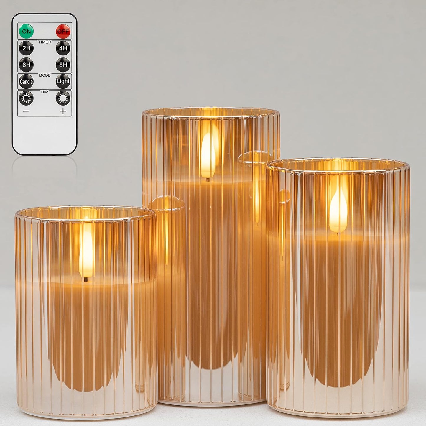 ANGELLOONG Flickering Flameless Candles, Realistic Battery Operated Candles with Remote and Timer, Set of 3 LED Candles for Room Fall Home Wedding Decor Centerpieces Table Party Valentines Decorations