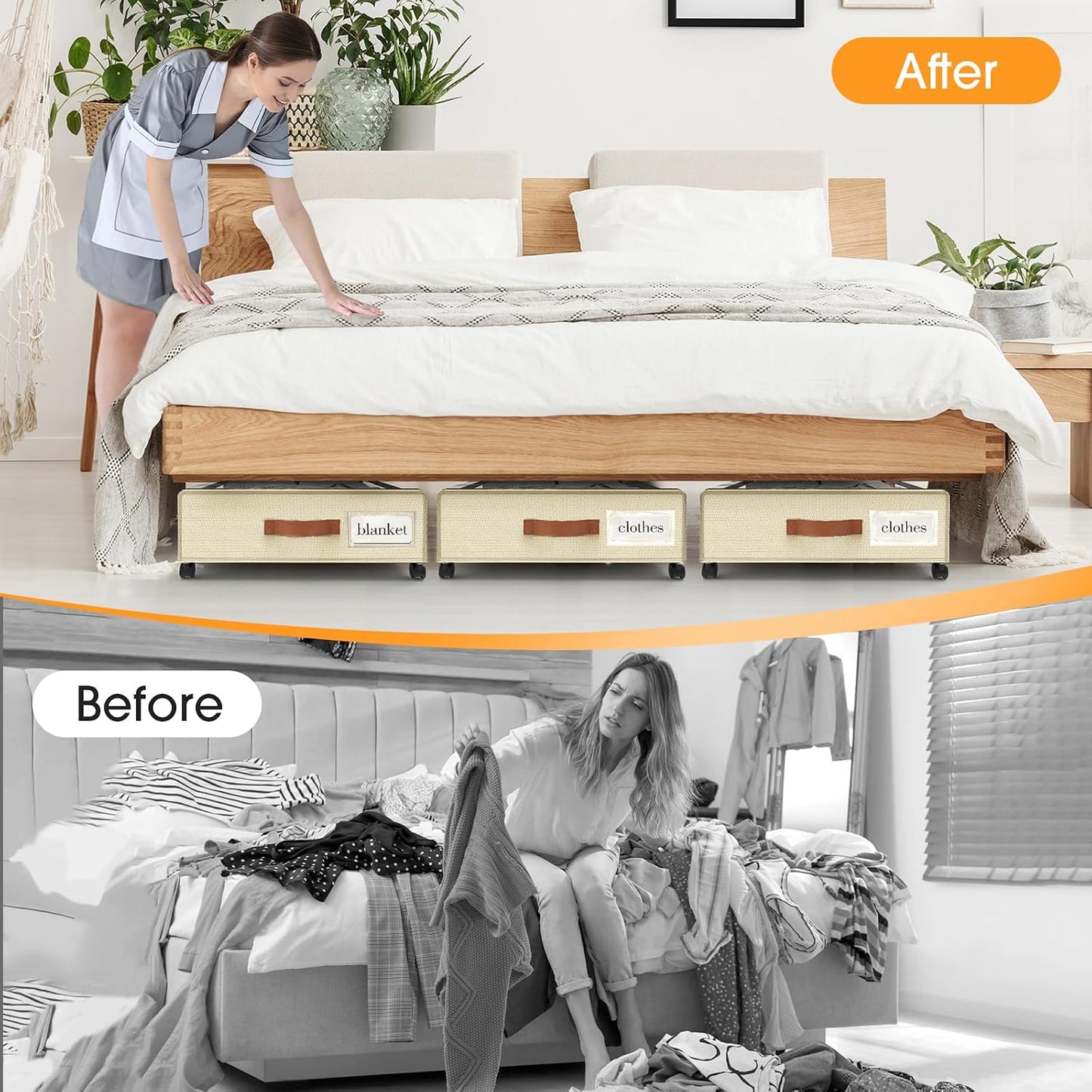 SpaceHacks Under Bed Storage with Wheels 2Pack Storage Containers with Clear Window&Label Under Bed Drawers Rolling Under Bed Storage for Clothes,Shoes, Blankets (30.71 x 16.93 x 6.69 in, Dark Grey)