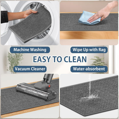 Peel and Stick Carpet Stair Treads for Wooden Steps Set of 15, Non Slip Adhesive Jute Stair Mats Indoor, Rubber Backing Safety Step Pads Mats, Grey, 8"x30"
