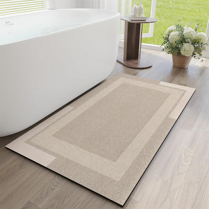 YDKGL Non Slip Bath Mat, Rubber Backing Ultra Thin Bathroom Rugs Fit Under Door Quick Dry Super Absorbent Washable Bath Rug Shower Mat for Bathroom Floor Bathtub Shower Sink, Easy Care Blue 16"x 24"
