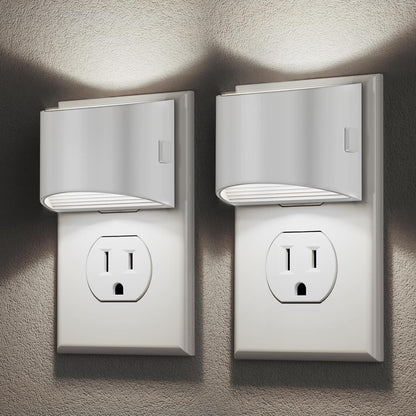 DORESshop LED Night Light[2 Pack], Night Lights Plug into Wall, 3 Level Brightness Adjustable Plug in Night Light, Dusk to Dawn Sensor, Nightlights for Adults, Bedroom, Bathroom, Hallway, 3000K