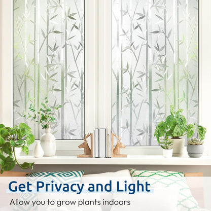rabbitgoo Window Privacy Film for Glass Windows with Kit Decorative Clings UV Blocking Heat Control Static Cling Removable Bathroom Bedroom Door Home Coverings Pure, 17.5 X 78.7 inches
