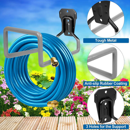 PeoMev 2pcs Heavy Duty Hose Hanger Garden Hose Storage Black Water Hose Holders for Outside Wall Mount Garden Hose Reel Hose Stand