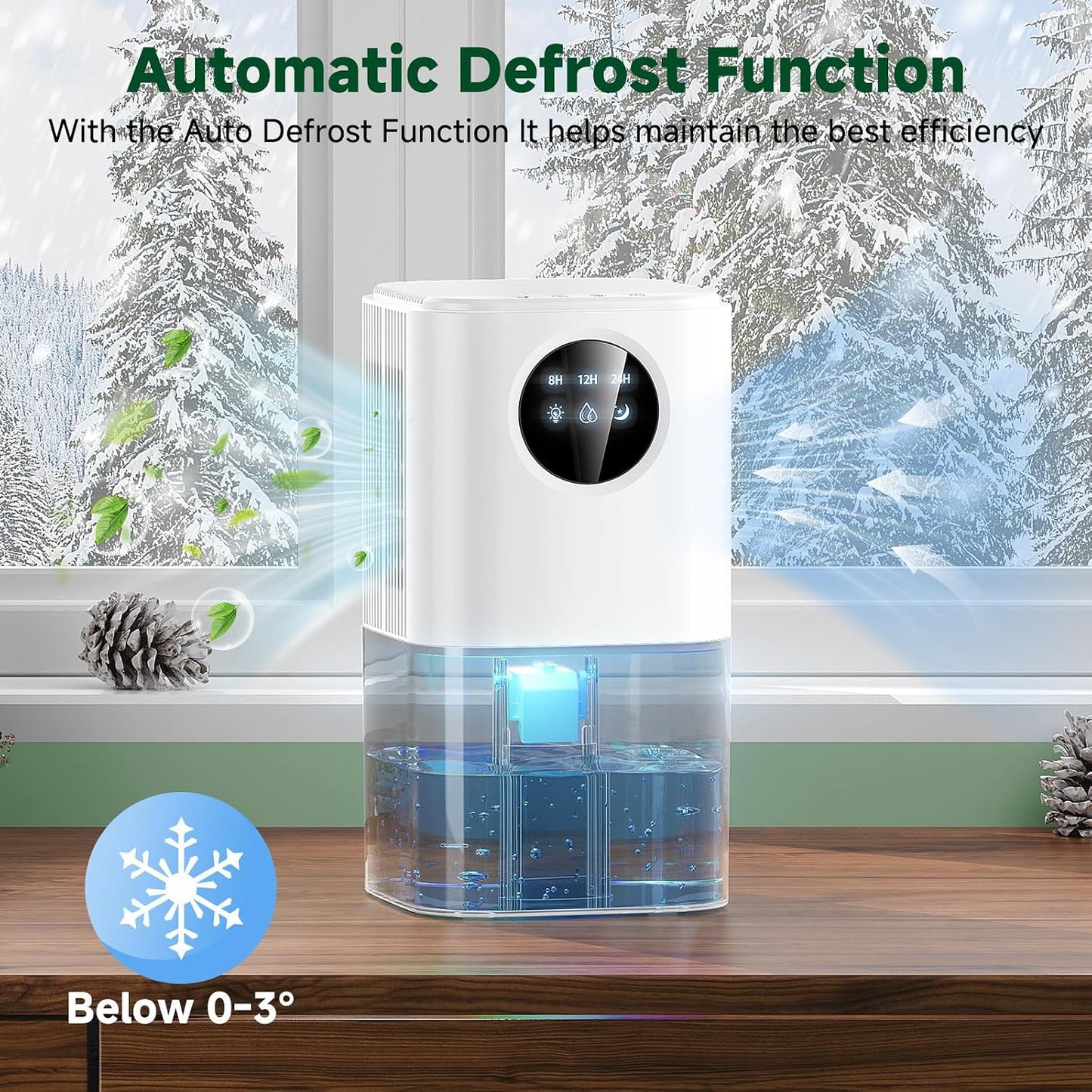 Dehumidifier, 60 OZ Water Tank Dehumidifiers for Bathroom Bedroom with Auto Shut Off & Defrost Timer Sleep Mode and 7 Colors LED Light, Quiet Small Dehumidifiers for Home Room Closet RV (White)