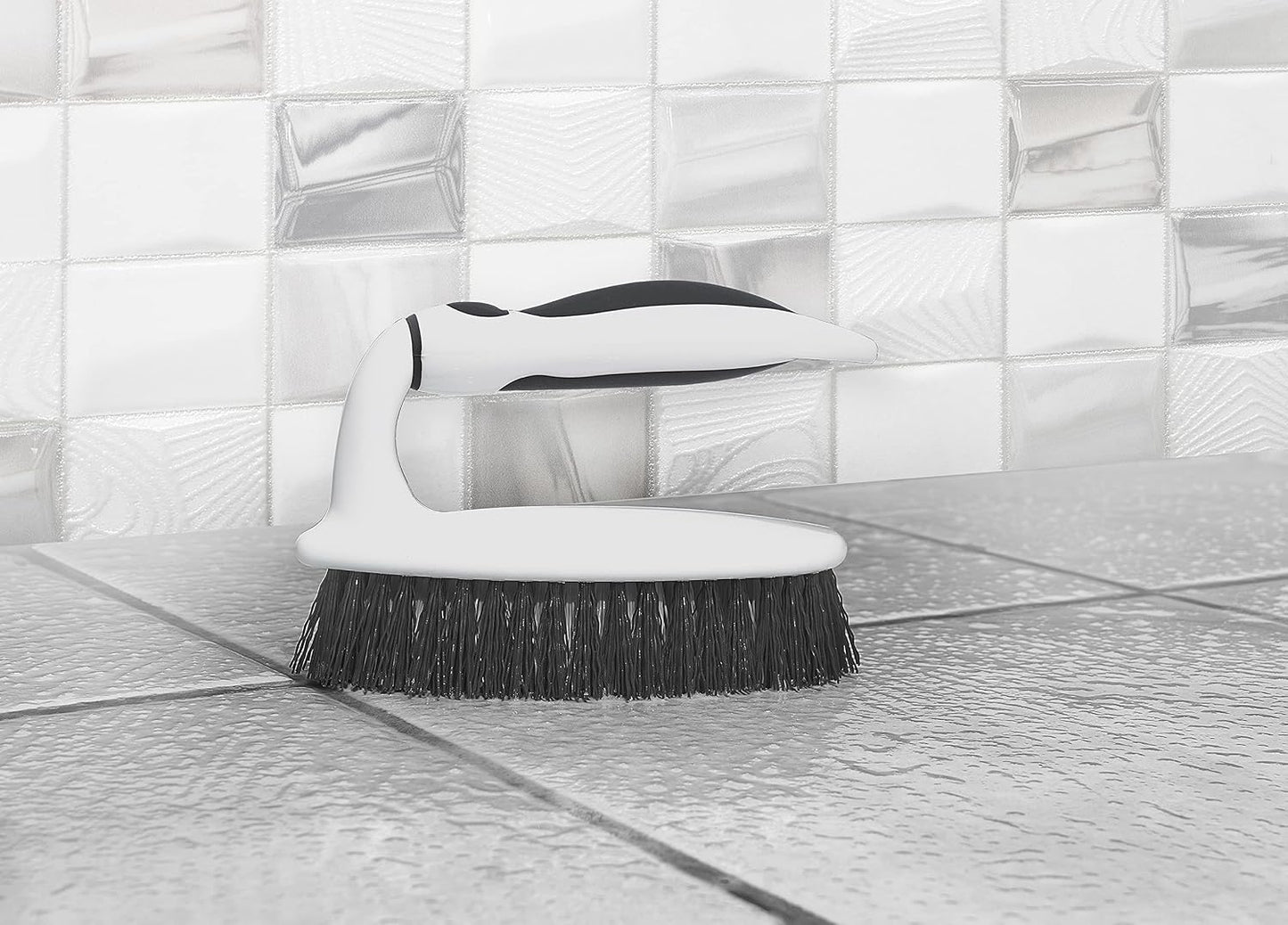 Superio Cleaning Scrub Brush with Stiff Bristles and Comfort Grip Handle, Grey 2 Pack Heavy-Duty Household Utility Scrubber for Kitchen, Bathroom, Shower, Sink, Toilet