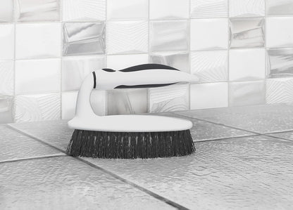 Superio Cleaning Scrub Brush with Stiff Bristles and Comfort Grip Handle, Grey 2 Pack Heavy-Duty Household Utility Scrubber for Kitchen, Bathroom, Shower, Sink, Toilet
