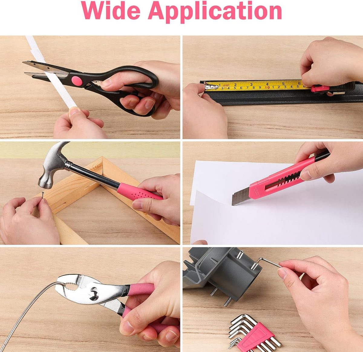 40PCS Tool Set , Small Tool Kit, General Household Tool Box for Home Repair, Ideal Gift Choice (Pink)
