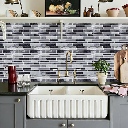10-Sheet Peel and Stick Backsplash Waterproof Oil-Proof Wall Tiles for Kitchen & Bathroom, Easy Install Self-Adhesive Wall Tiles, Removable Stick-On Backsplash for Kitchen Stove & Walls
