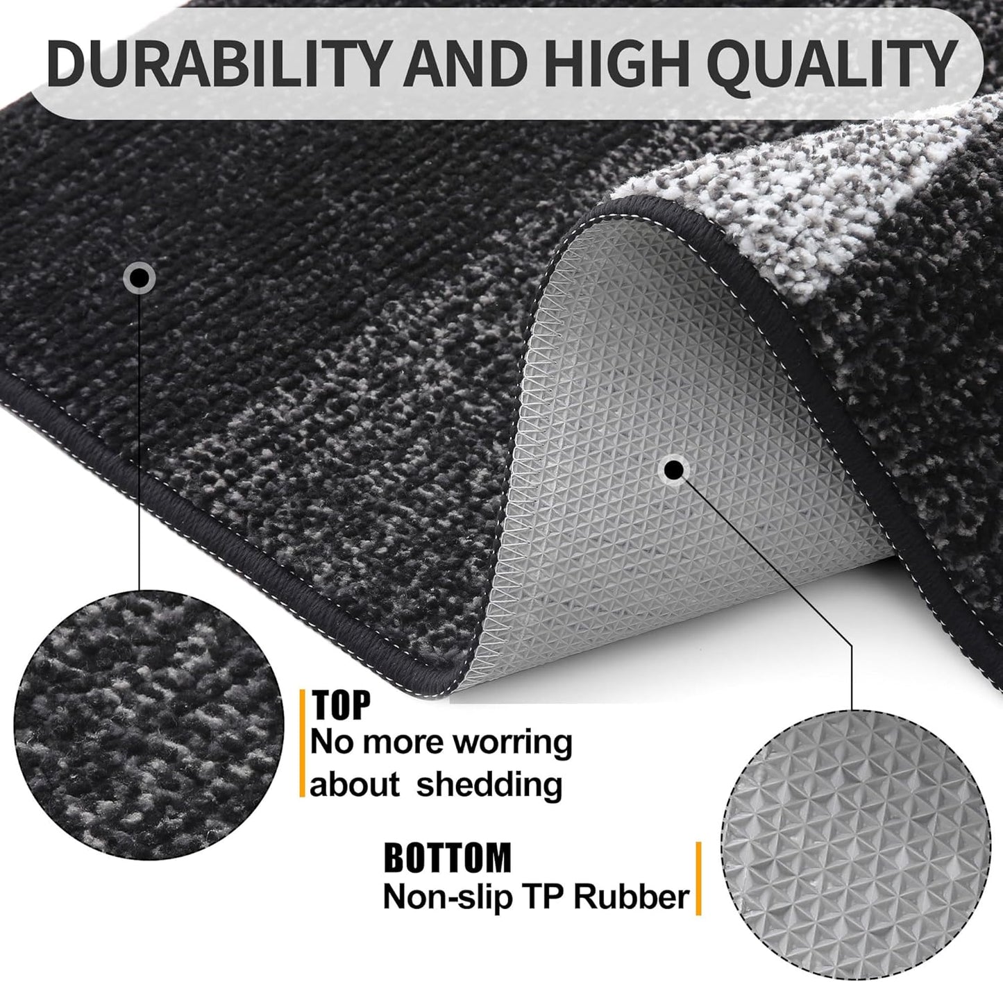 Kitinjoy Indoor Outdoor Door Mat, 32x20 Non-Slip Absorbent Dirt Trapper, Low-Profile Washable Inside Entrance Front Floor Mat, Sturdy Soft Entry Doormats for Entryway, Grey