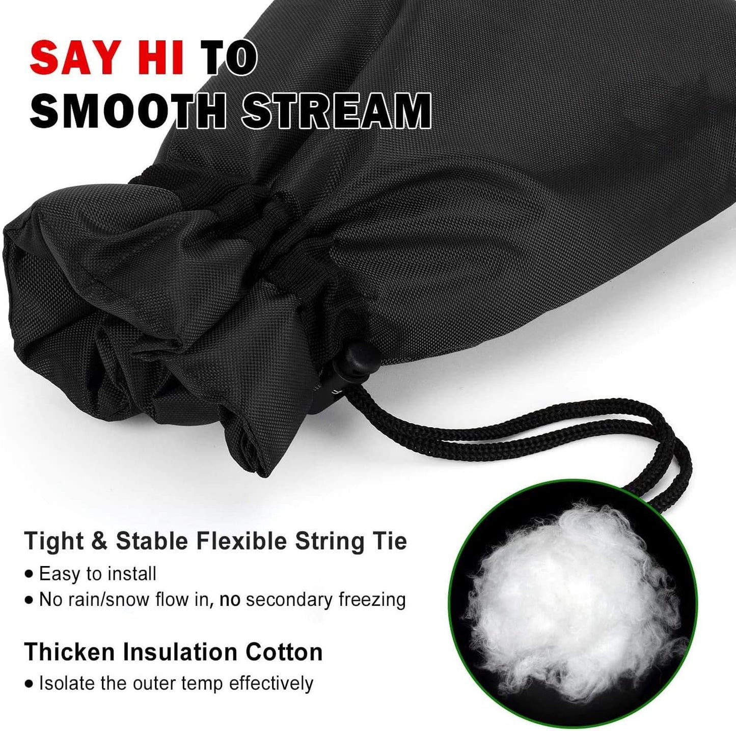 Outdoor Faucet Covers for Winter,9.8"x 7" Lengthened Outside Water Spigot Cover for Winter Freeze Protection,3M Thinsulate & 420D Oxford Waterproof Garden Faucet Socks for Winter,Black(2packs)