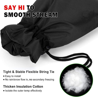 Outdoor Faucet Covers for Winter,9.8"x 7" Lengthened Outside Water Spigot Cover for Winter Freeze Protection,3M Thinsulate & 420D Oxford Waterproof Garden Faucet Socks for Winter,Black(2packs)