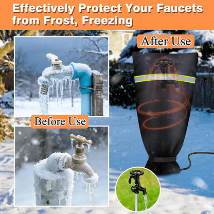 Outdoor Faucet Covers for Winter, 25" H X 13" W Heating Hose Bib Covers for Winter, Outside Waterproof Insulated Spigot Freeze Protection, 1/8" Thick Aluminum Foil Fabric and 420D Oxford Fabric