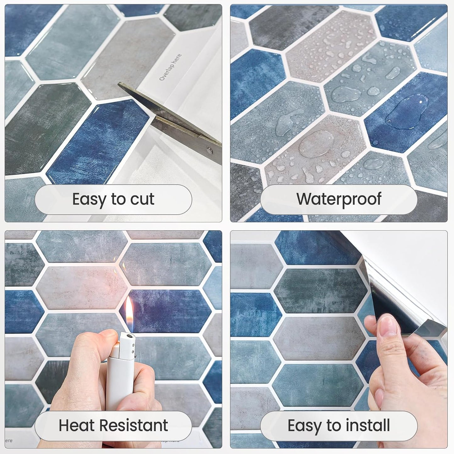 5 Sheets Peel and Stick Backsplash, Self Adhesive Wall Tiles, 3D Adhesive Tile Backsplash, 12"x12"Premium Self Adhesive Wall Tiles Peel and Stickfor Kitchen, Bathroom, RV(Spring Moss)